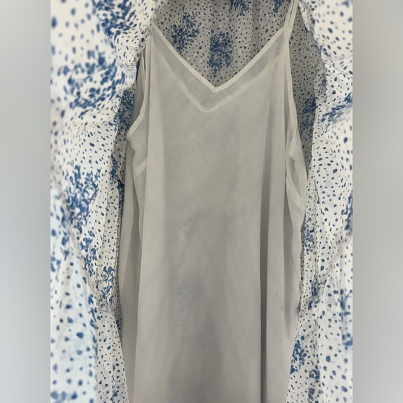 Fate Blue Floral High Neck Balloon Long Sleeve Button Mini Dress Size S - Picture 5 of 6